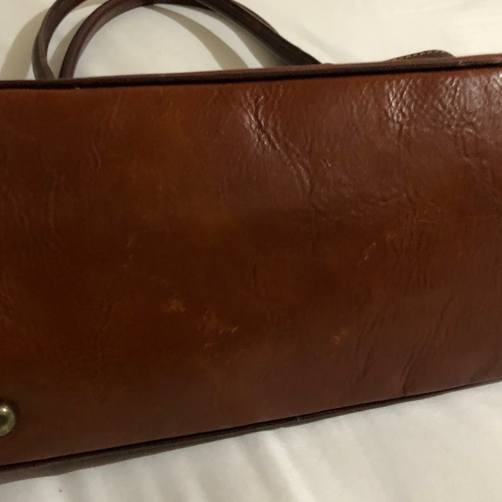 PRICED TO MOVE Florence Italian Leather Two-Tone Brown Tote Bag - Picture 11 of 13
